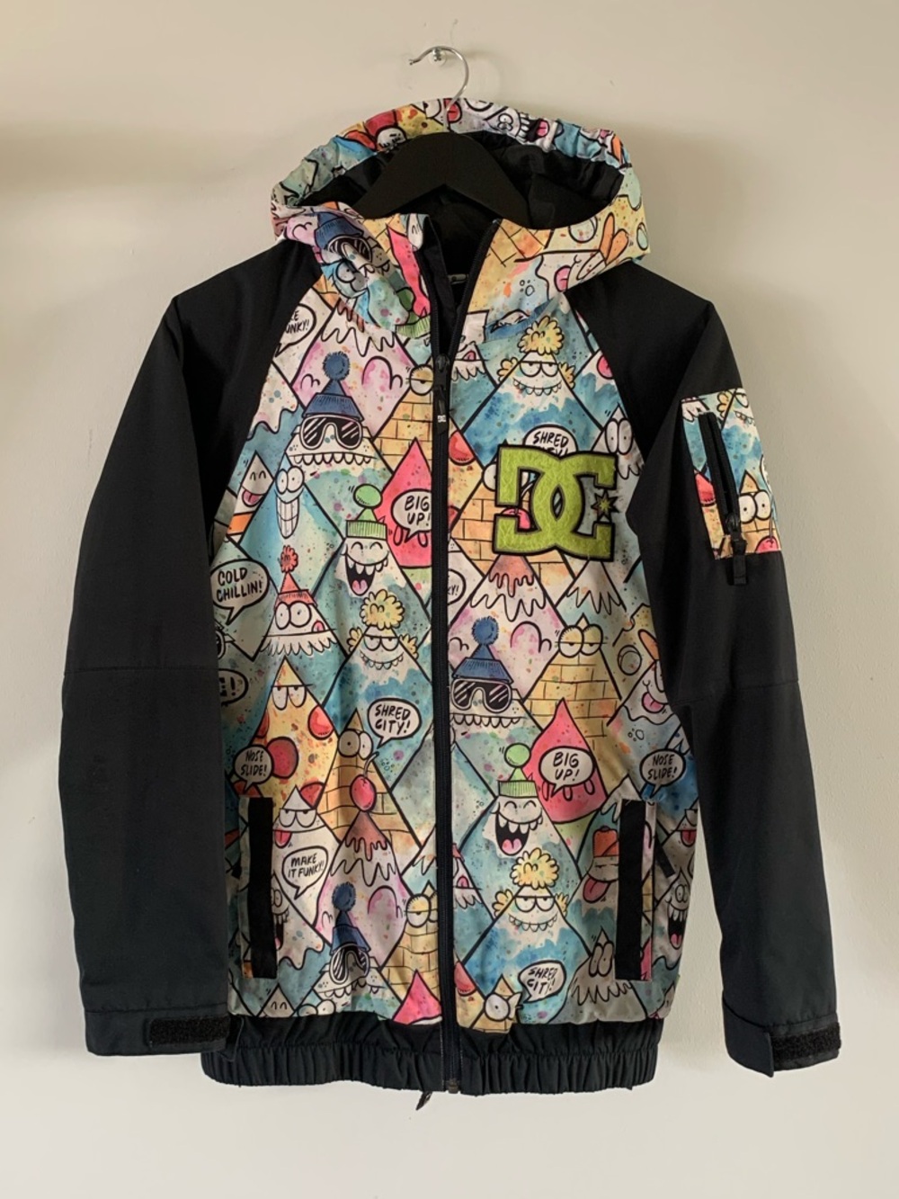 DC Multicolor Cartoon Graphic Hooded Snowboard Jacket